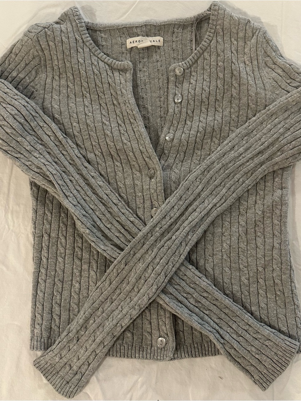 Aeropostale Light Gray Ribbed Knit Top